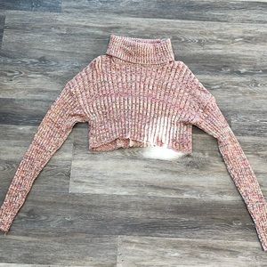 Turtleneck cropped knit sweater